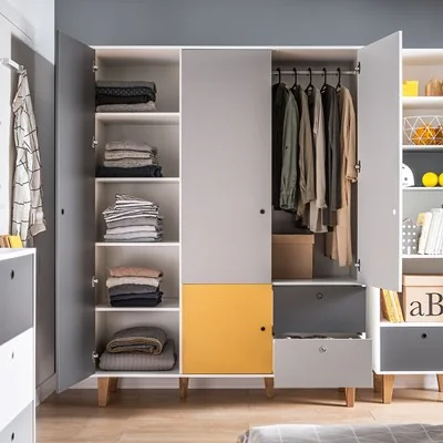 Interior to concept triple wardrobe in yellow