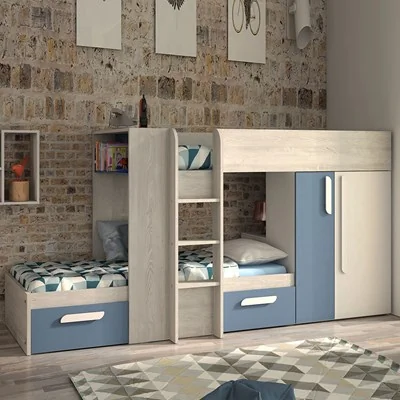 Kids avenue barca bunkbed with storage drawers and wardrobe