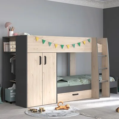 Kids avenue stim 2 bunk bed with wardrobe