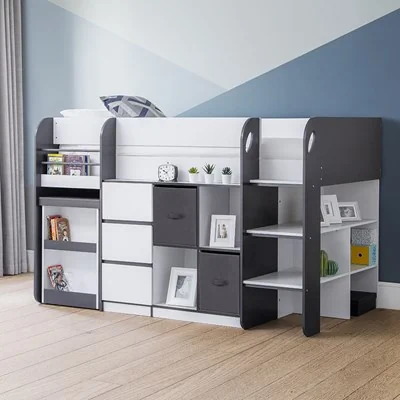Kids bed with bookshelf and desk