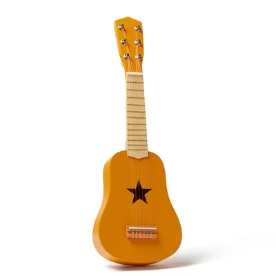 Kids toy guitar in yellow painted wood