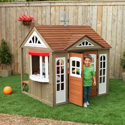 Kids wooden and plastic wendy house from kidkraft