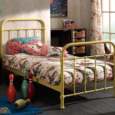 Kids yellow metal single bed