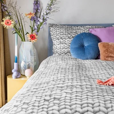 Knit effect duvet cover in cool grey