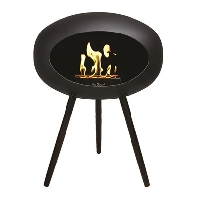 Le feu ground low bio fire with black base and smoked oak legs