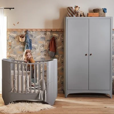 Leander classic grey cot with wardrobe
