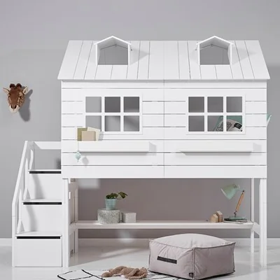 Lifetime lakehouse mid sleeper bed in white with stairs