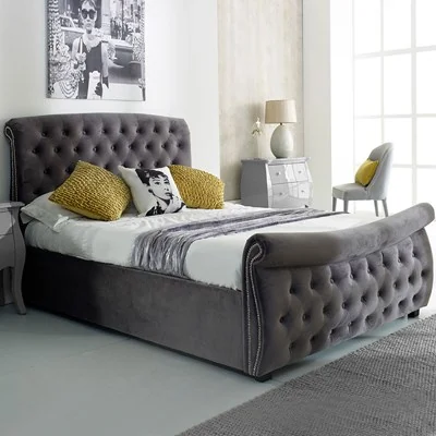 Lucinda silver upholstered ottoman bed from flair furnishings