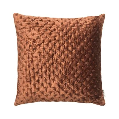 Luxury embroidered velvet cushion in mahogany