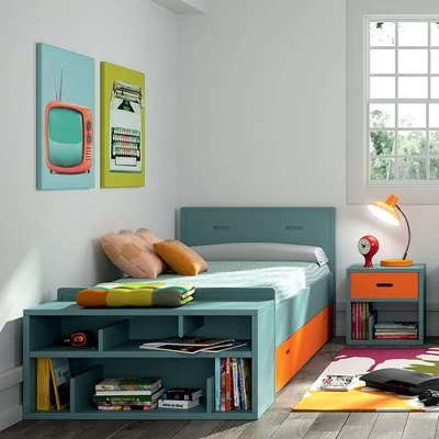 Madaket kids single bed with orange trundle drawer by mathy by bols