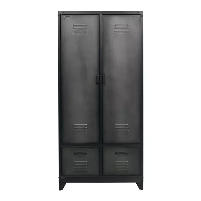 Metal wardrobe in locker style and black finish from woood