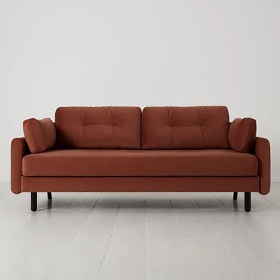 Model 04 3 seater sofa bed in brick velvet from swyft