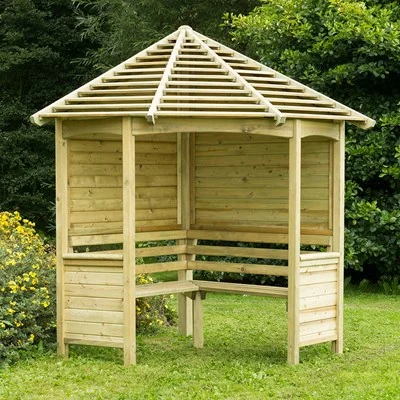 Natural wooden venetian garden arbour furniture set
