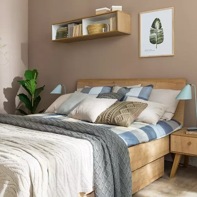 Nature bed frame with solid headboard