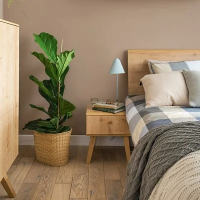 Nature oak bedside table with drawer