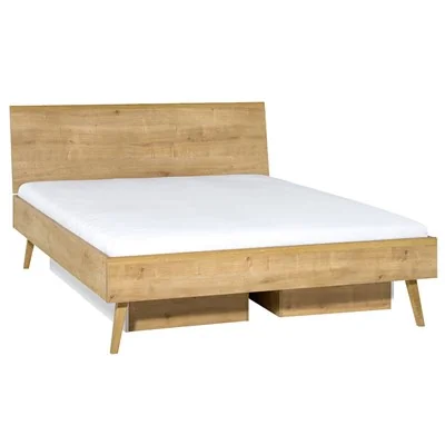 Nature simple bed with solid headboard
