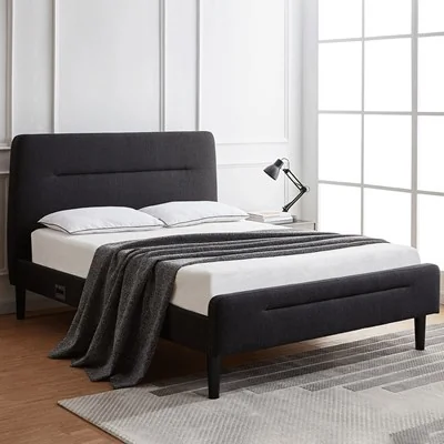 Nodd charcoal upholstered bed with wireless charging