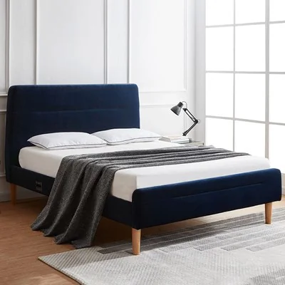 Nodd velvet upholstered bed with wireless charging from koble