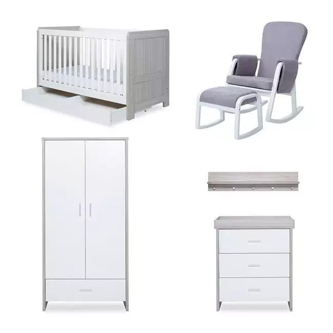 Nursery starter furniture set in white and grey