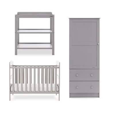 Obaby grace mini 3 piece nursery furniture set in warm grey