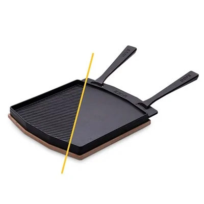Ooni cast iron pan with reversible design