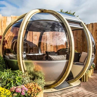 Ornate garden oval house garden pod with windows