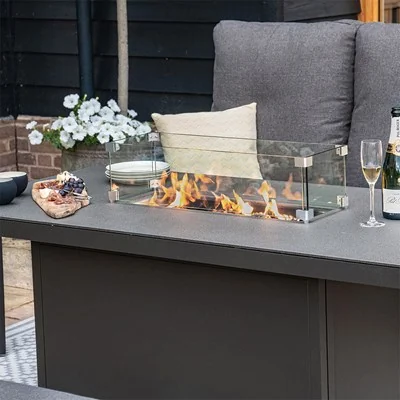 Outdoor garden furniture set with firepit