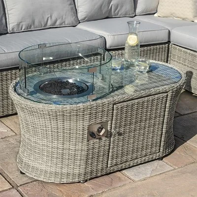 Oval firepit outdoor table