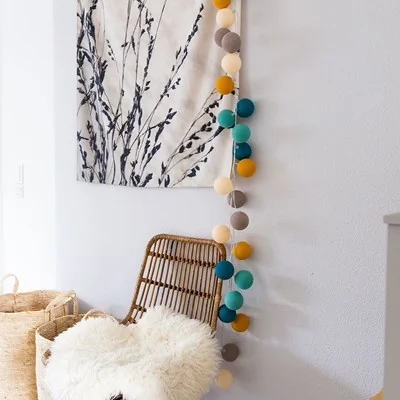 Pacific cotton ball string lights set of 20