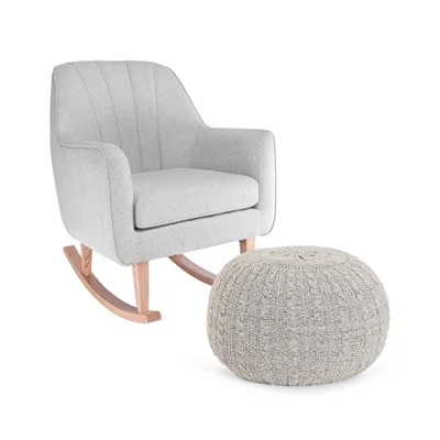 Pebble grey pouffe and nursing chair set