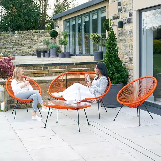 Rio 4 piece bright orange outdoor lounge set from pacific lifestyle