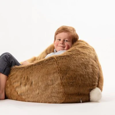 Soft faux fur childrens bean bag in hare design