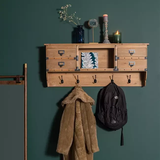 Solid wood amador wall mounted coat rack
