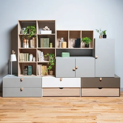 Stige pine and grey build your own storage