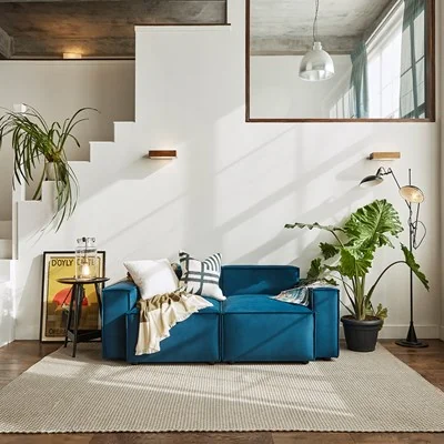 Swyft 2 seater velvet teal sofa