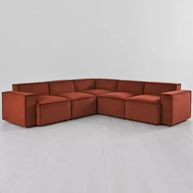 Swyft model 03 corner sofa in box in brick orange velvet