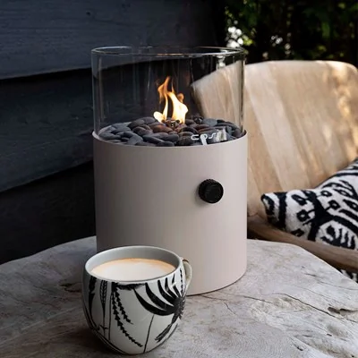 Taupe contemporary fire lantern portable