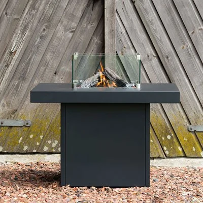 Unique table top firepit with surround glass