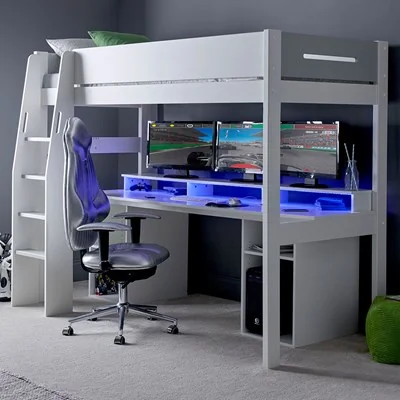 Urban grey high sleeper gaming PC kids bed from kids avenue