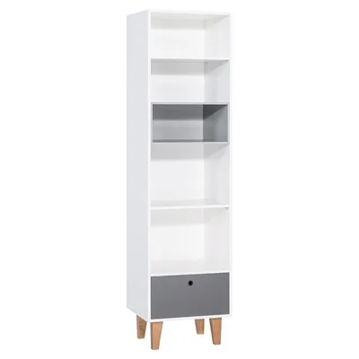 Vox concept narrow bookcase in white and graphic