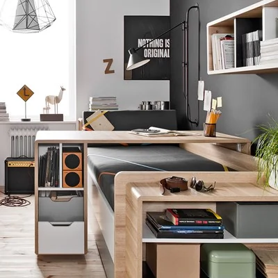 Vox evolve over bed sliding desk