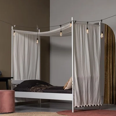 Wendy metal four poster bed with cotton canopy