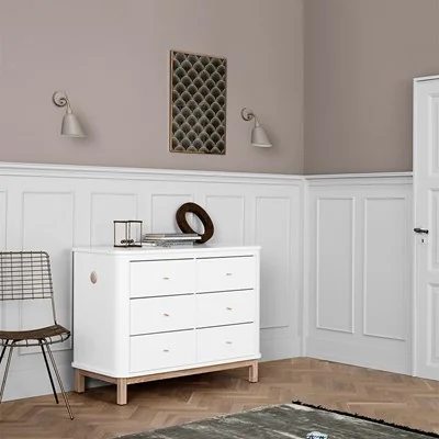 White and oak dresser with 6 drawers from oliver furniture