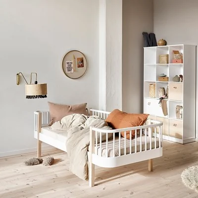 Wood white and oak kids day bed from oliver