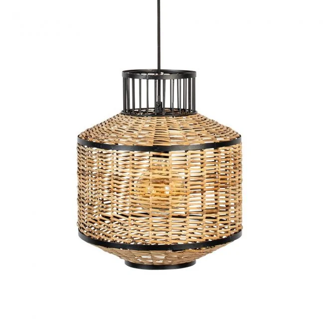 Carmen-Medium-Pendant-Light-with-Cane-and-Metal-Shade