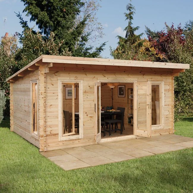 Forest-Garden-Cabin-with-Nordic-Spruce-Interlocking-Logs