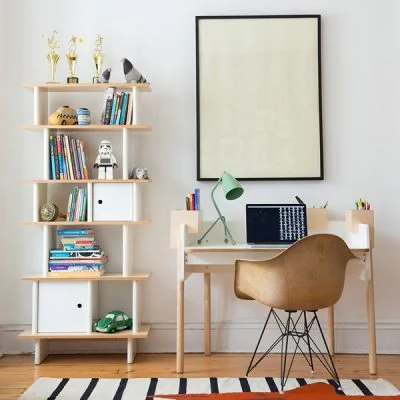 Oeuf Bookcase in White and Birch