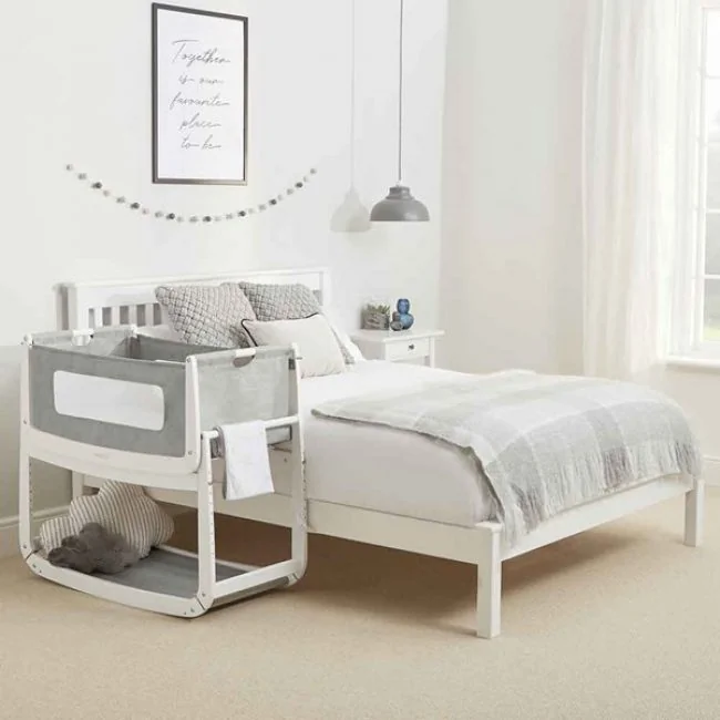 SnuzPod3-Bedside-Crib-with-Mattress-in-Dusk-Grey