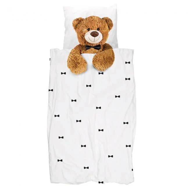 Teddy-Bear-Bow-Tie-Single-Cotton-Bedding-Sets