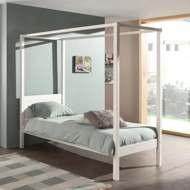 White-Pino-Single-Four-Poster-Bed